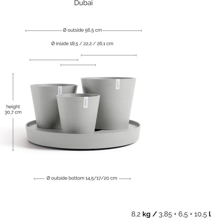 Produktbild Ecopots Dubaier Blumentopf - L 56,5 cm x H 30,7 cm - Innen- und Aussenbereich