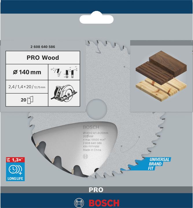 Actual product image Bosch Professional Zubehör PRO Wood circular saw blade, 140 x 2.4 x 20 mm