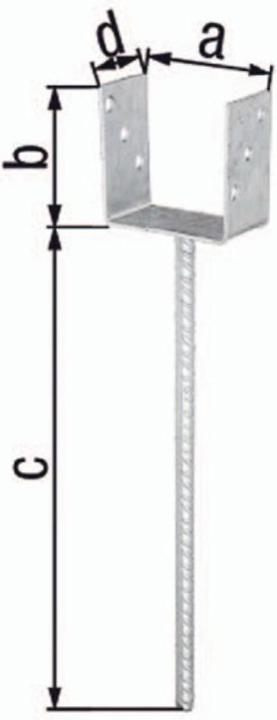 Produktbild GAH U-Pfostenträger ETA-10/0210 101x100x400x60mm feuerverzinkt mit extra langem Betonanker (1 Stk.)