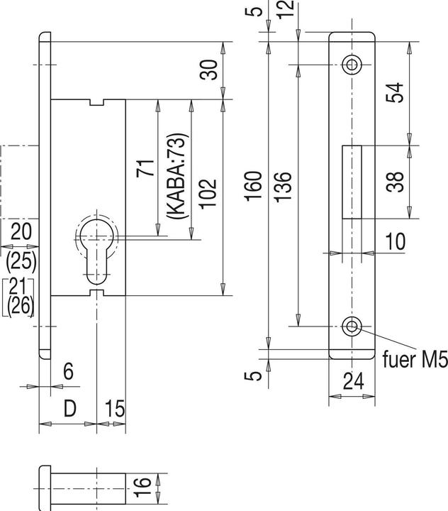 Actual product image Wilh. Schlechtendahl und Söhne WSS tubular frame lock (mortise lock) U-faceplate with bolt DM 34 stainless steel