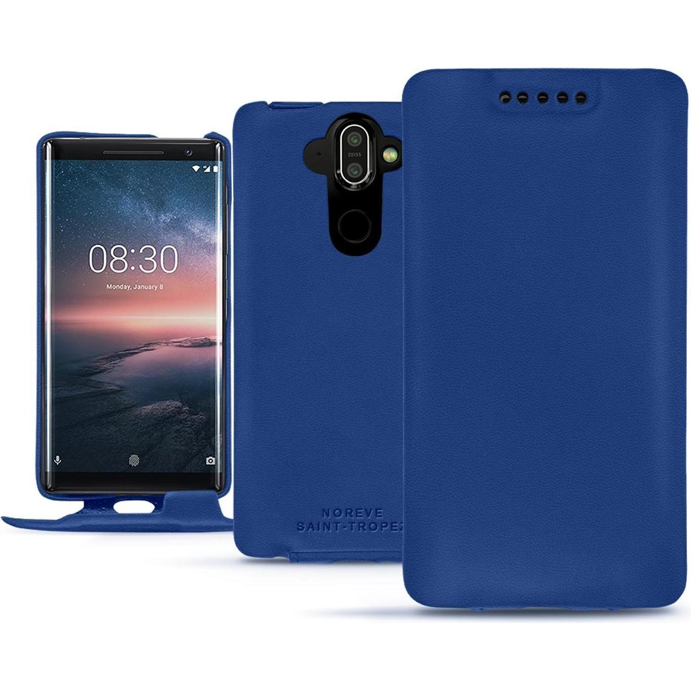 Noreve Lederschutzhülle vertikal (Nokia 8 Sirocco), Smartphone Hülle, Blau