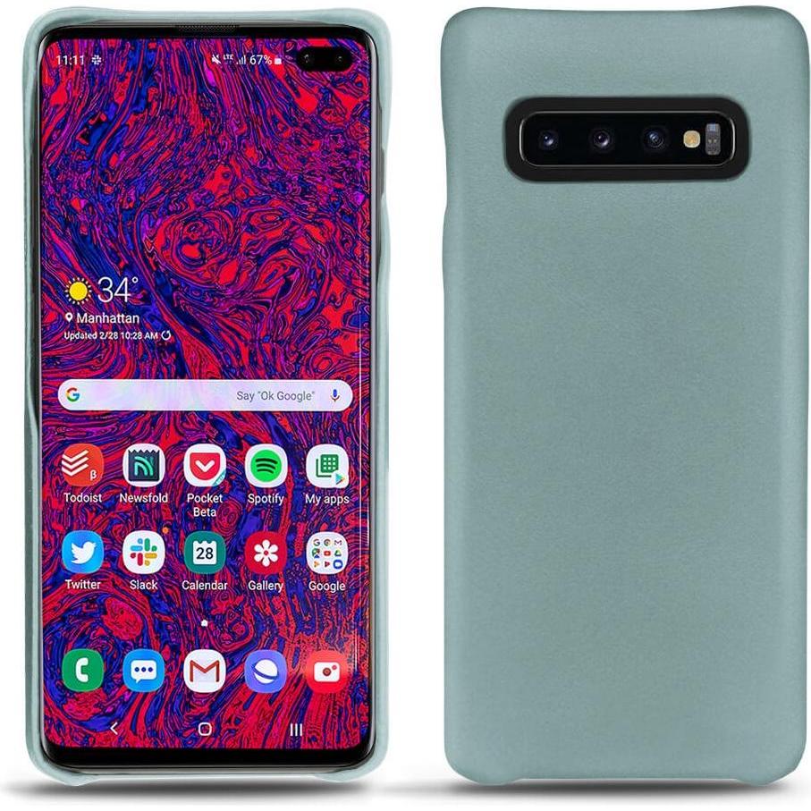 Noreve Lederschutzhülle (Samsung Galaxy S10+), Smartphone Hülle, Blau