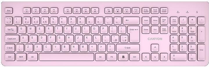 Canyon Computertastatur Tastatur HKB-W01 UK/US AAA Wireless Pink (US, Kabellos)