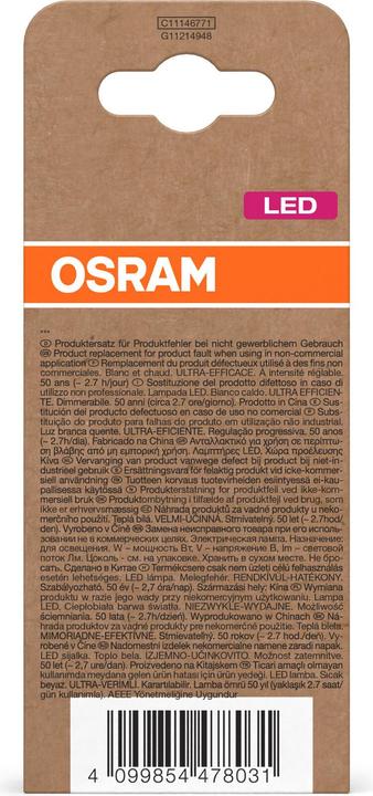Immagine prodotto Osram LED-Lampe Classic, dimmbar, E27, 7,2 W, 2700 K, EEK: A, 1521 lm, IP20, warmweiss (E27, 7.20 W, 1521 lm, 1 x, A)