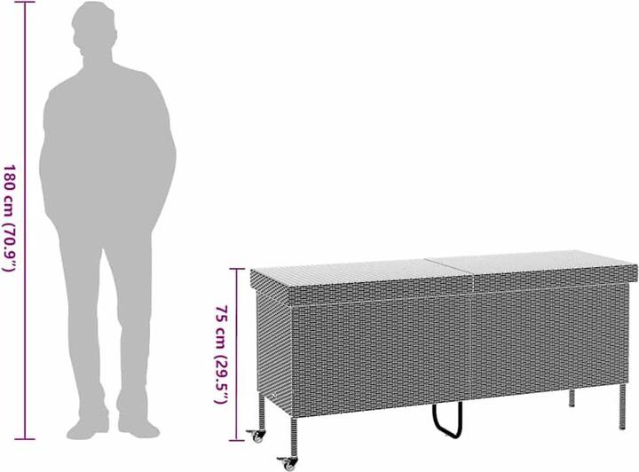 Immagine prodotto VidaXL Cassapanca da giardino con rotelle nera 160x55x75 cm in poly rattan