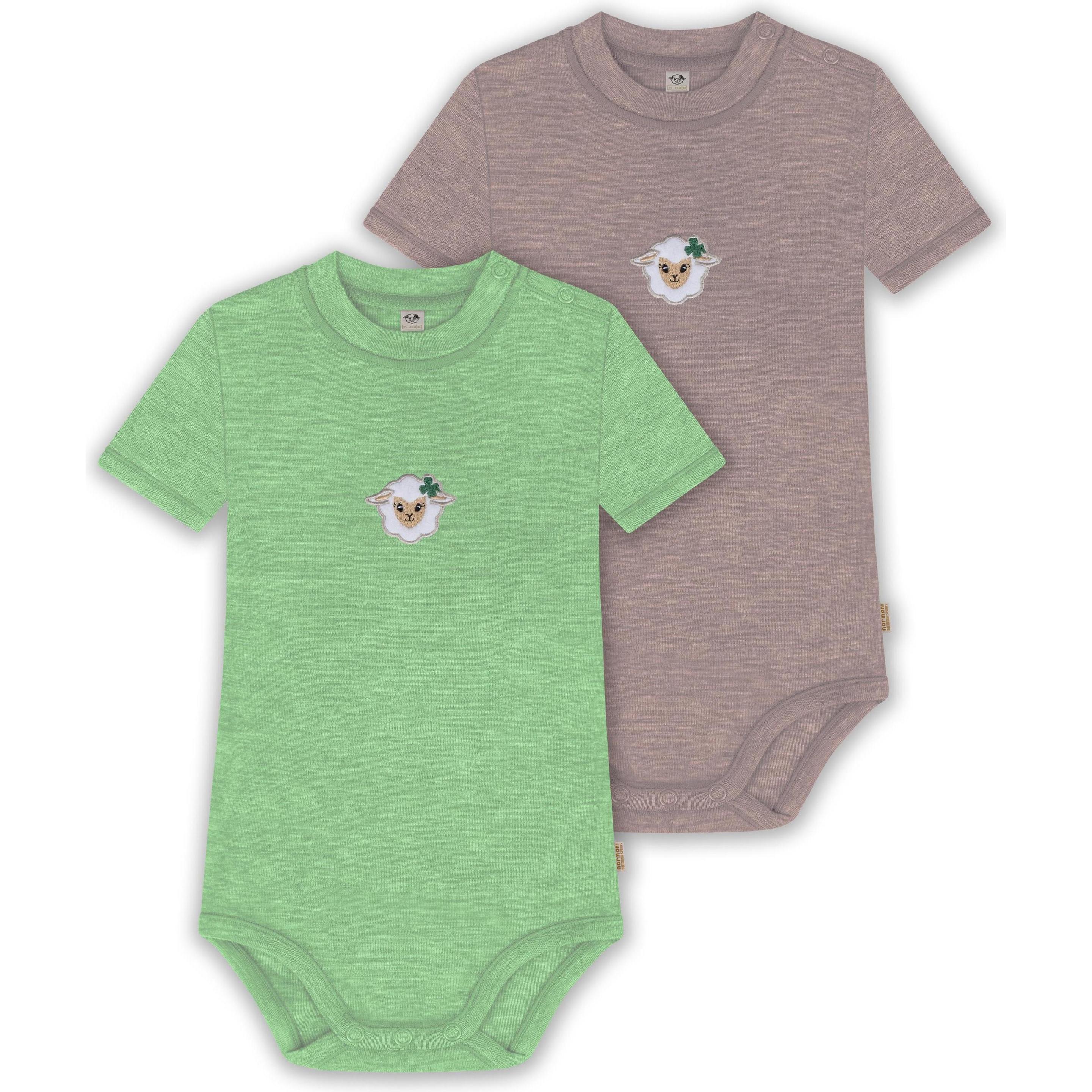 Normani, Herren, Body, 2er Set Baby Merino Kurzarmbody „Tihoi" - 9321, Grün, (86)