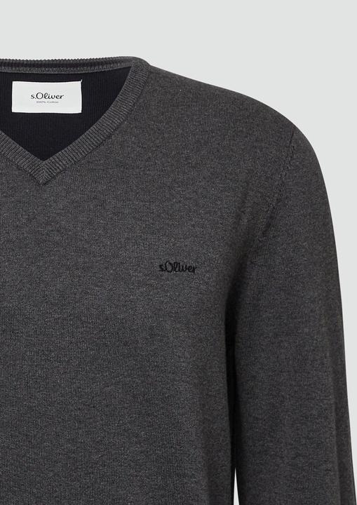 Produktbild s.Oliver Strickpullover Strickpullover mit Logo-Stickerei (S)