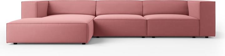Actual product image Cosmopolitan Design Velvet Left Corner Sofa, "Arendal", 4 Seats, Flamingo, 284x166x70 Made in Europe (Corner sofa)