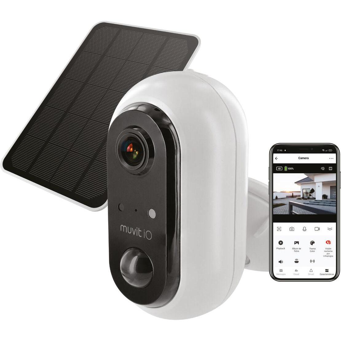 Muvit Camera Ext + Panneau Solaire (1920 x 1080 Pixels), Netwerkcamera, Wit