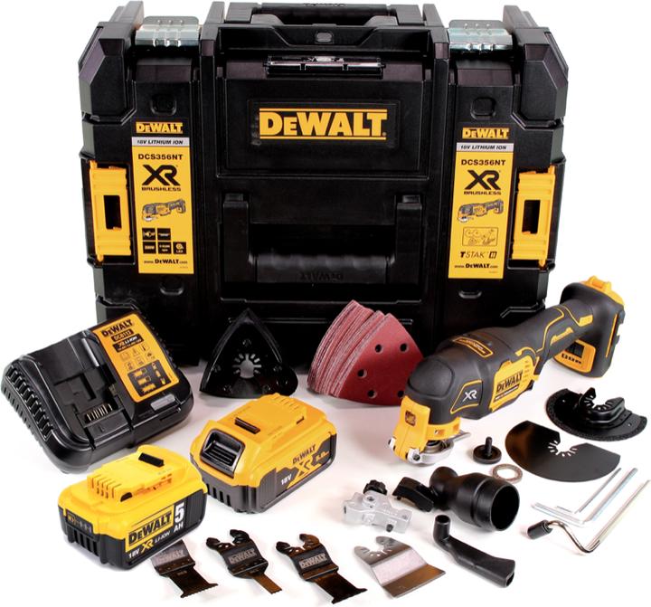 Actual product image DeWalt DCS 356 P2 cordless multitool 18V brushless + 35 accessories + 2x battery 5.0 Ah + charger + TSTAK