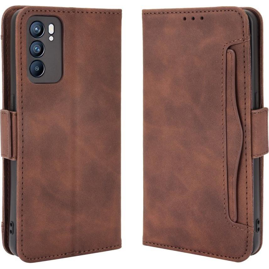 Cover-Discount OPPO Reno6 - Etui mit vielen Kartenfächer braun (Oppo Reno 6), Smartphone Hülle, Braun