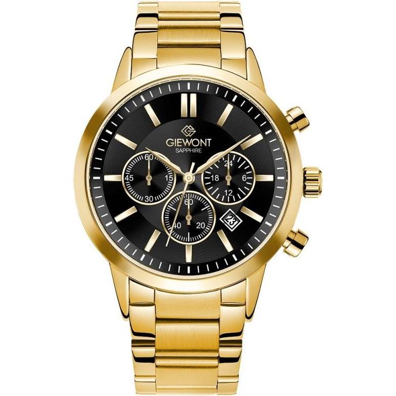 Giewont, Orologio da polso, Zegarek Zegarek Męski Chronograph Sapphire Złoto Czarny GW8510-B5, Oro, Nero, (Cronografo)