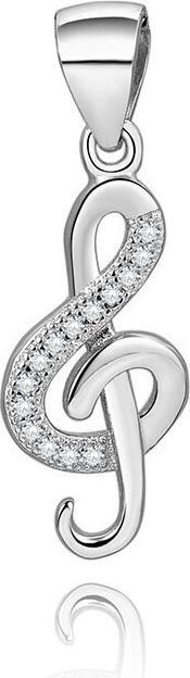 Produktbild Beneto Silver pendant with zircons Treble clef AGH591 (L)