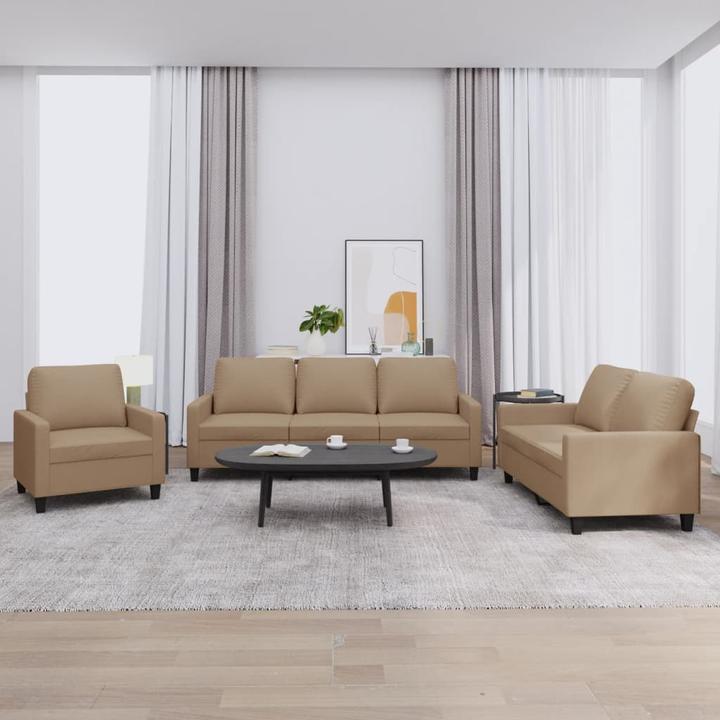Immagine prodotto vidaXL Set divano 4 pezzi con cuscini cappuccino-marrone (2 posti, 3 posti, Salotto)