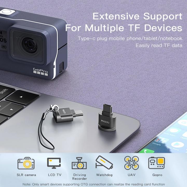 Produktbild Yesido - Card Reader (GS19) - OTG Adapter, Type-C to TF Card - Grey (USB-C)