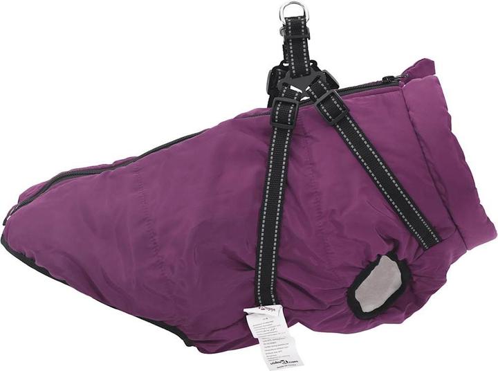Actual product image vidaXL Dog coat with harness Waterproof Reflective Purple (52, Dog coat)