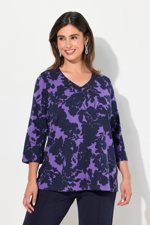 Produktbild Ulla Popken Shirt, Blüten, V-Ausschnitt, 3/4-Arm (46, 48)