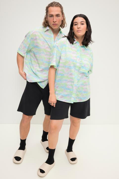 Immagine prodotto Studio Untold Camicia hawaiana dal taglio oversize con stampa allover, collo da camicia e mezze maniche (XL)