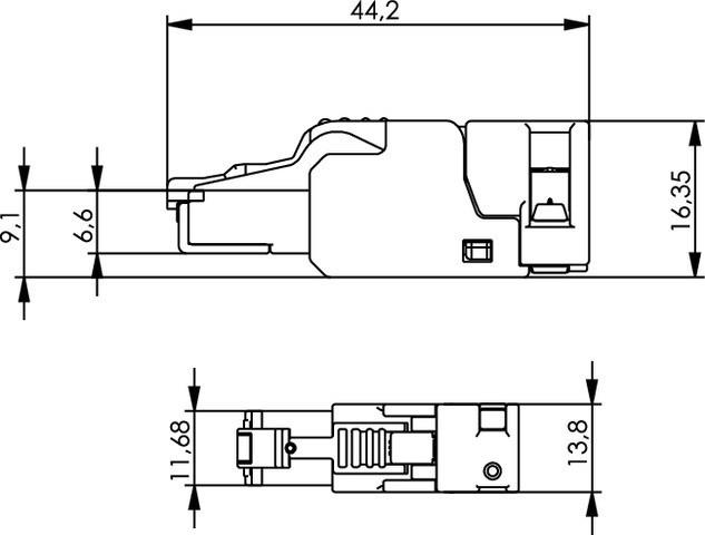 Produktbild Telegärtner RJ45-Steckverbinder UFP8 Kat.6a (tief), T568A vormontierte Staubschutzkappe, vollautomatische Abschi