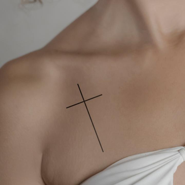 Actual product image minink Temporary tattoo - Fine cross