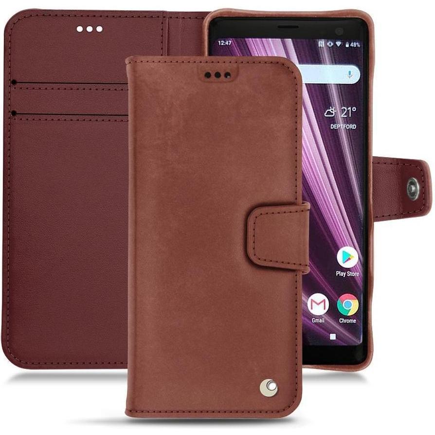 Noreve Lederschutzhülle Wallet (Sony Xperia XZ3), Smartphone Hülle, Rot