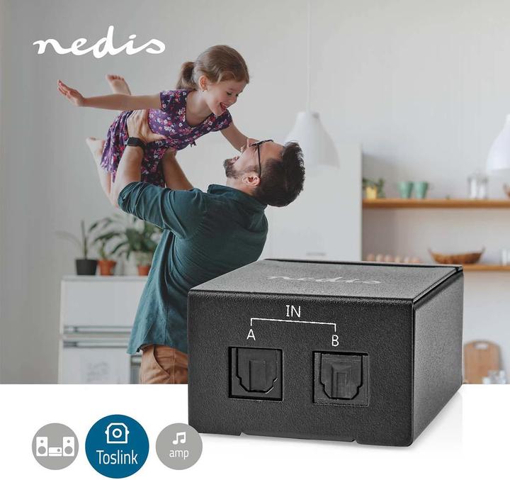 Actual product image Nedis Digital Audio Switch | 2-way | Connectors - Input: DC Power / 2x TosLink | Connectors - Output