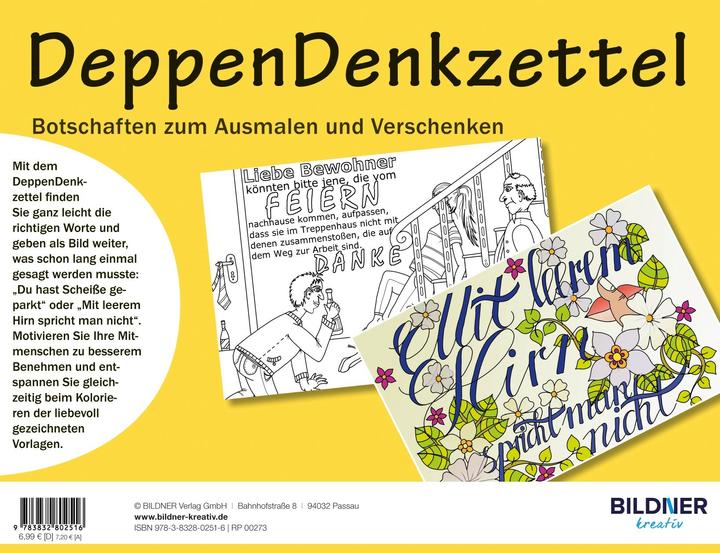 Produktbild Malbuch für Erwachsene: DeppenDenkzettel
