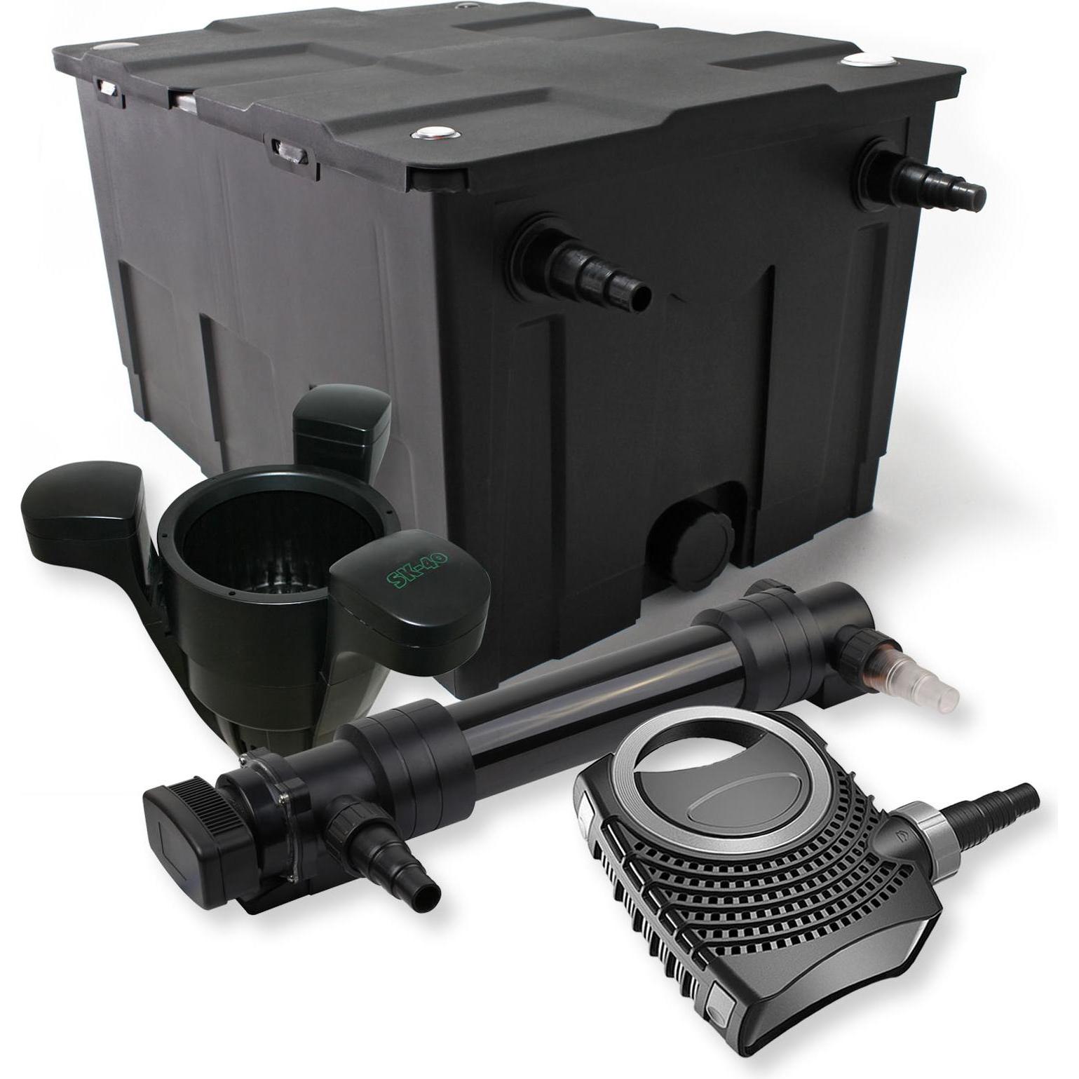 SunSun, Brunnen + Gartenteich, 1-Kammer Filter Set 60000l 36W UVC 6er Teich Klärer NEO10000 80W Pumpe Skimmer