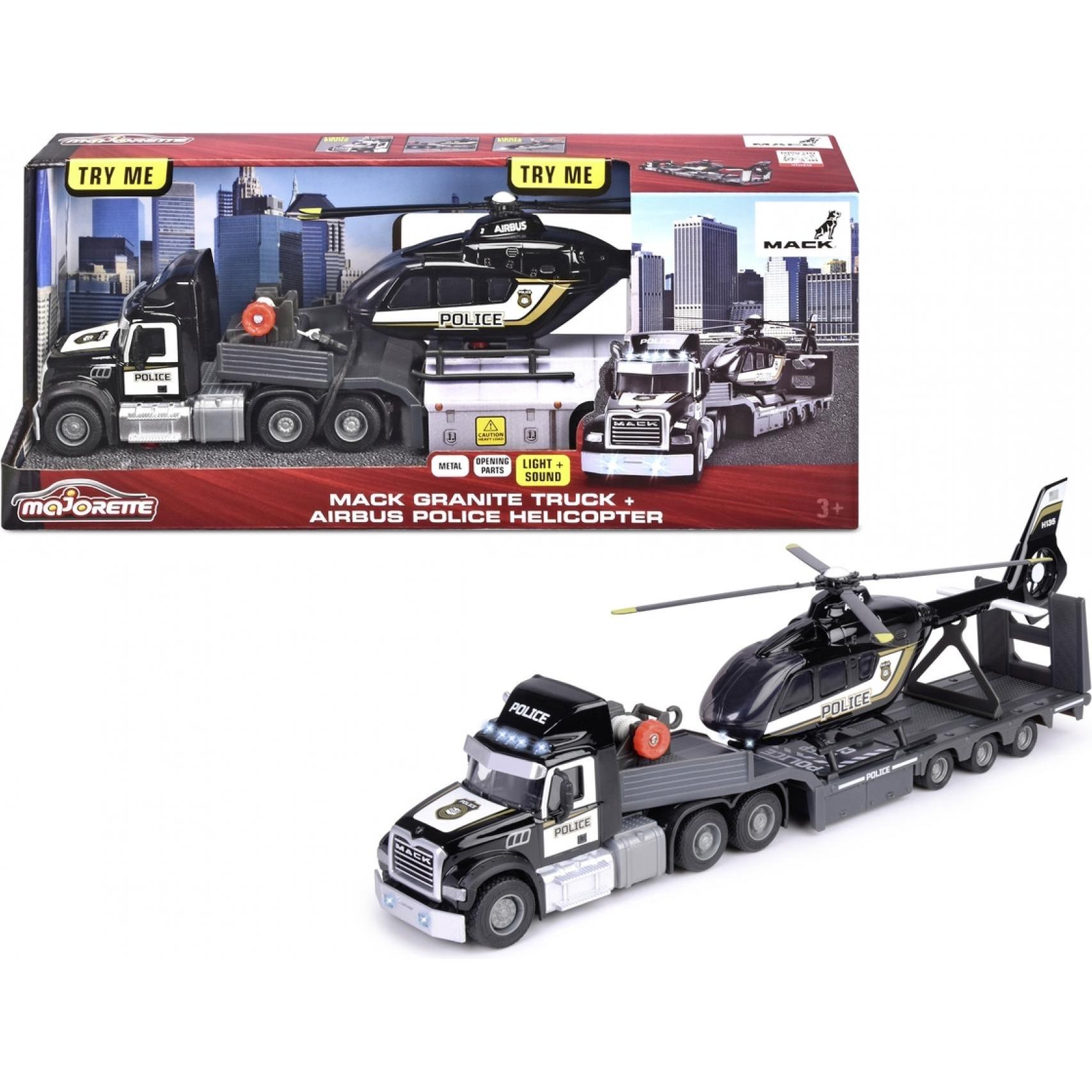 Thumbnail - Majorette Mack Truck + Police Helicopter
