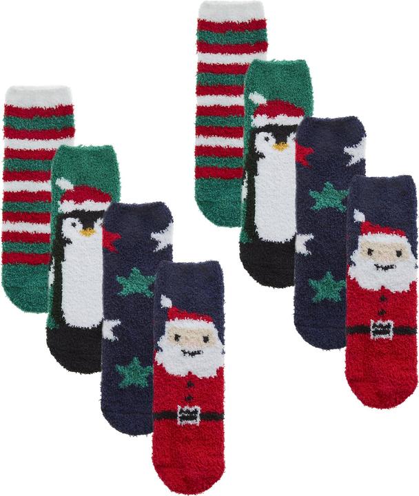 Sock Snob 8er Pack Kinder Weihnachtssocken | Atmungsaktiv Warm Flauschige Socken Plüsch (8er Pack, 22 - 24)