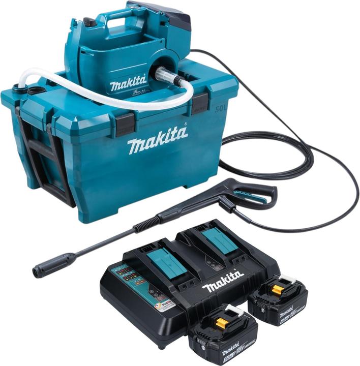 Actual product image Makita DHW 080 PT2K Akku Hochdruckreiniger 36 V ( 2x 18 V ) 80 bar 380 l/h Brushless + 2x Akku 5,0 (Rechargeable battery operated)
