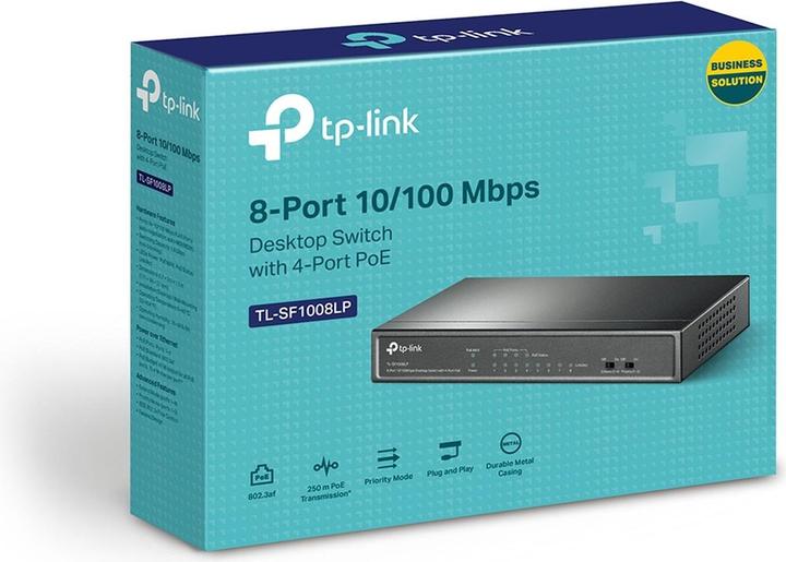 Produktbild TP-Link Switch 8x GE TL-SF1008LP davon 4PoE+ (8 Ports)