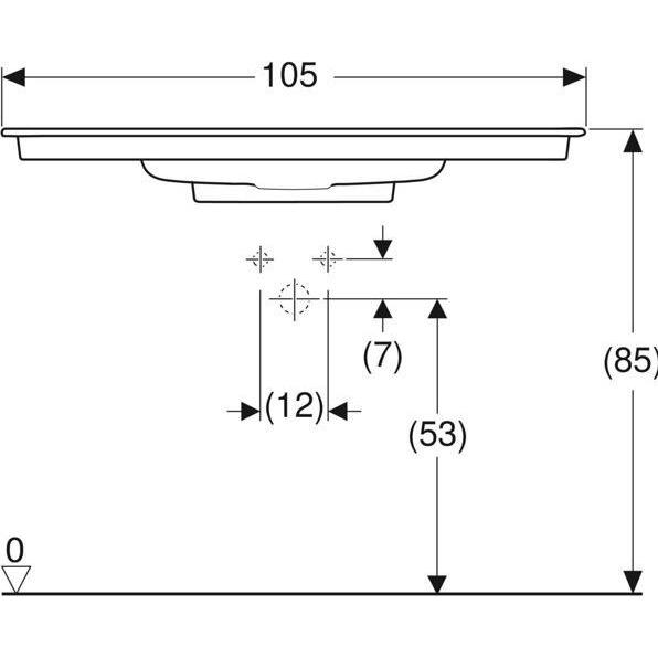 Thumbnail - Geberit, Waschbecken, ONE Möbelwaschtisch Abgang horizontal, 105x13x47,5cm, 505.01 (475 mm, 1050 mm)