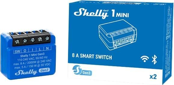 Produktbild Shelly WLAN-Schaltaktor Plus 1 Mini Gen 3, blau, 4 Stück (Schaltaktor)