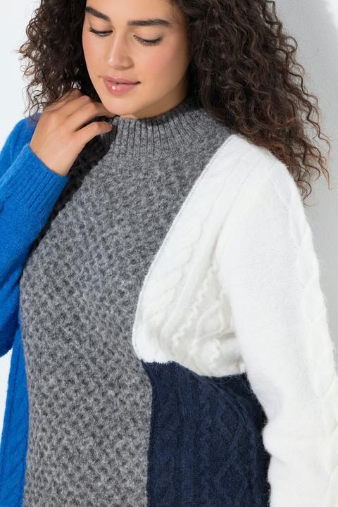 Produktbild Ulla Popken Pullover, Colorblocking, Stehkragen, Langarm (54)