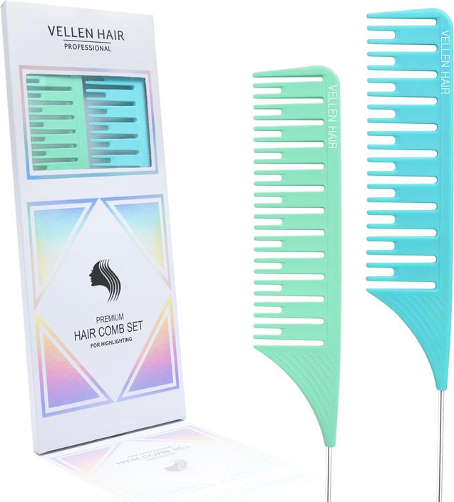 Produktbild Vellen Hair Highlighting Kamm Set 2er Pack Grün/Blau