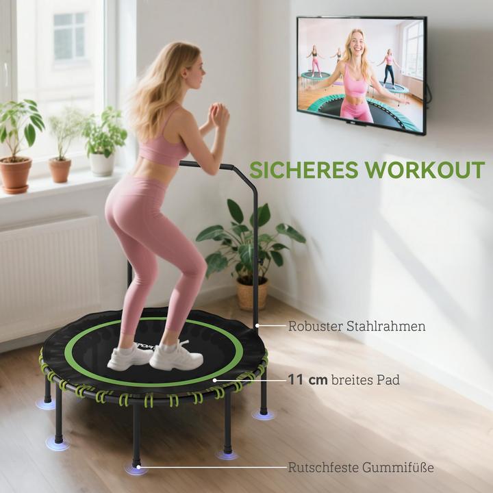 Produktbild SportNow Fitness Trampolin Stahl, Kunststoff Schwarz+Grün (114 cm)