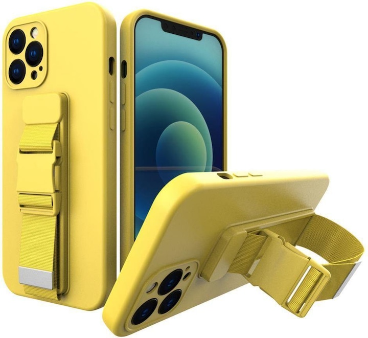 Produktbild Hurtel Rope case gel case with a chain lanyard bag lanyard iPhone 13 mini yellow (Apple iPhone 13 mini)
