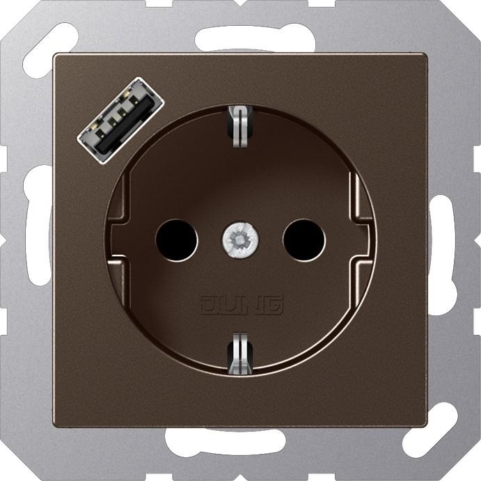 JUNG, Steckdose, A1520-18AMO m.USB Typ A Steckdose SCHUKO