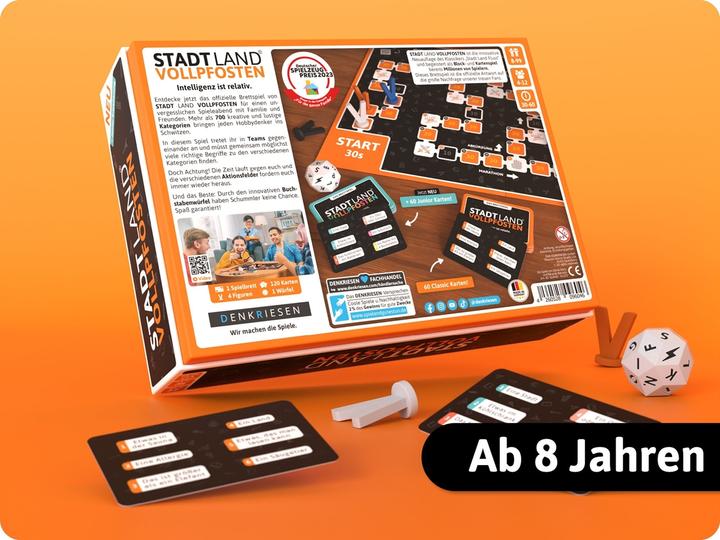 Actual product image Denkriesen Stadt Land Vollpfosten - Board game + Junior expansion (d) (German, 4 - 12 Players)