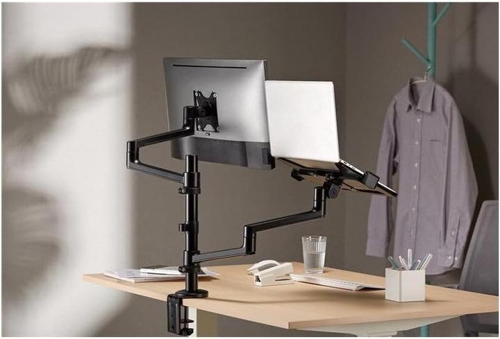 Actual product image Goobay Deluxe monitor mount with laptop arm, black (Ground, 32", 8 kg)