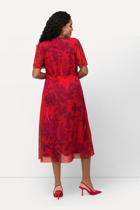 Actual product image Ulla Popken Sheer Floral Layered Wrap Dress (54)