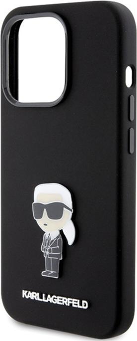 Actual product image Karl Lagerfeld KLHCP15LSMHKNPK iPhone 15 Pro 6.1" czarny/black Silicone Ikonik Metal Pin (Apple iPhone 15 Pro)