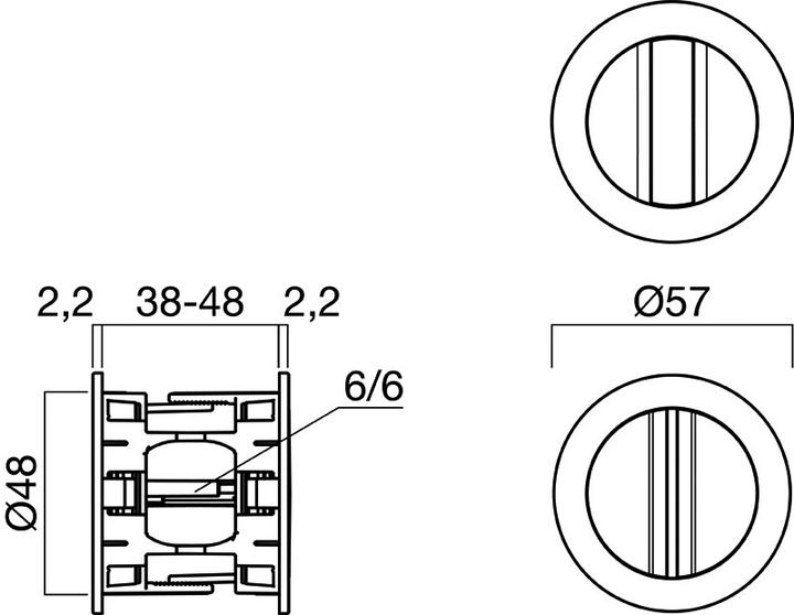 Actual product image Goll Sliding door set STB 100 round (Sliding door handle)