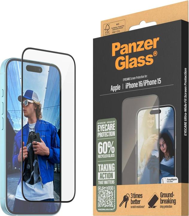 Actual product image PanzerGlass Eyecare Screen Protection (1 pcs., Apple iPhone 15, Apple iPhone 16)