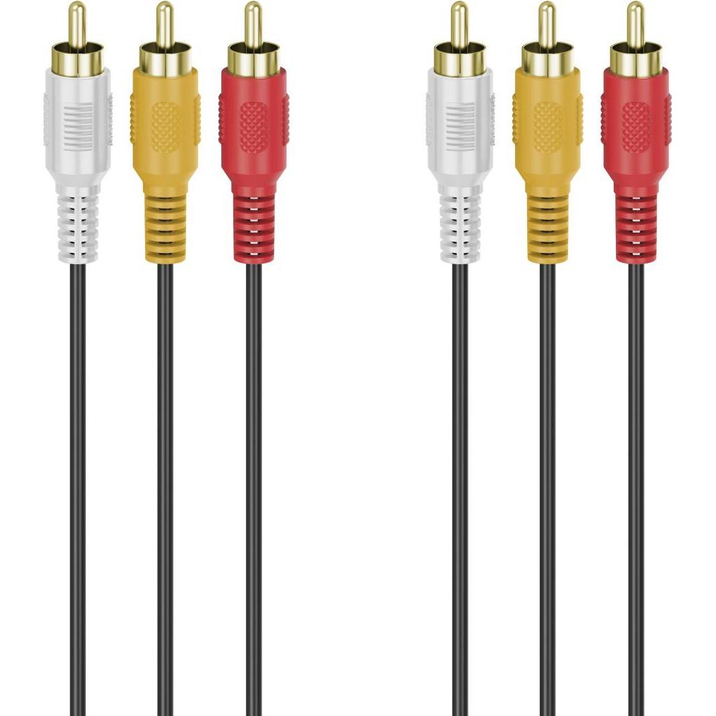 Hama Audio-/Video-Kabel, 3 Cinch-Stecker - 3 Cinch-Stecker, vergoldet, 3,0 m (3 m, Cinch), Audio Kabel