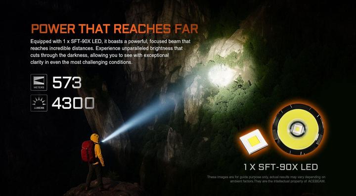 Actual product image AceBeam LED-Taschenlampe EC90, 4'300 Lumen (inkl. Akku) (13.75 cm, 4300 lm)