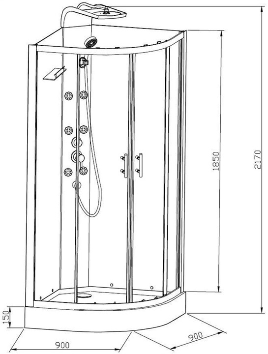 Actual product image Domoletti MASSAGE SHOWER CABIN (K1871-1 90X90CM