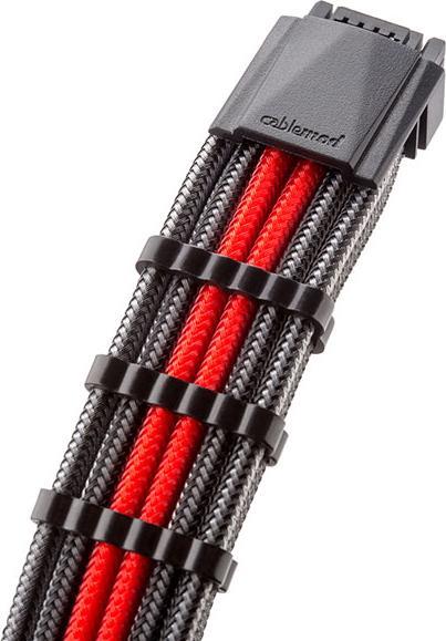 Actual product image CableMod C-Series PRO ModMesh 12VHPWR to 3x PCI-e cable for Corsair - 60cm, carbon/red (60 cm, 6 pin PCI Express)
