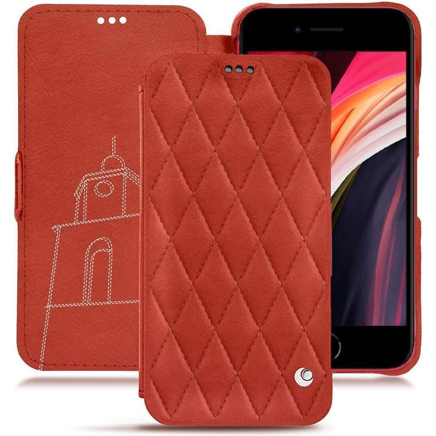 Noreve Lederschutzhülle horizontal (Apple iPhone SE (3rd Gen), Apple iPhone SE (2nd Gen)), Smartphone Hülle, Orange